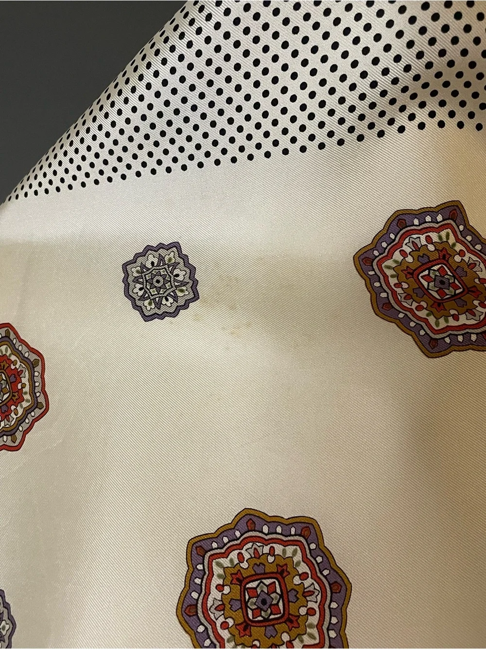 Christian Dior Silk Scarf Medallion Print Large 34 In Sq Fair Condition